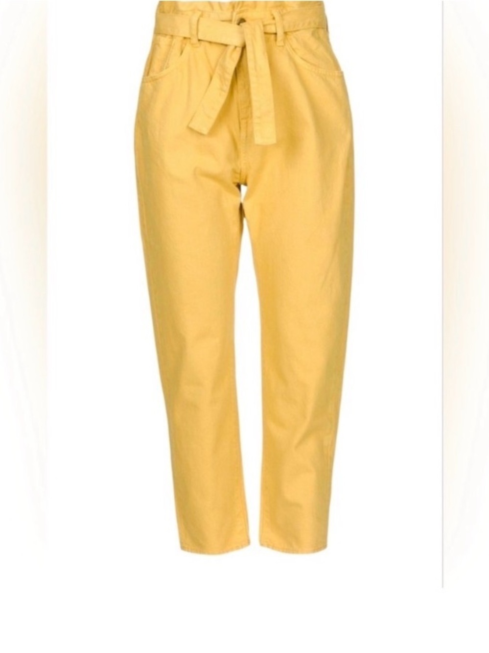 ba&sh Jaune Mustard Yellow Paperbag-Style Waist Pants